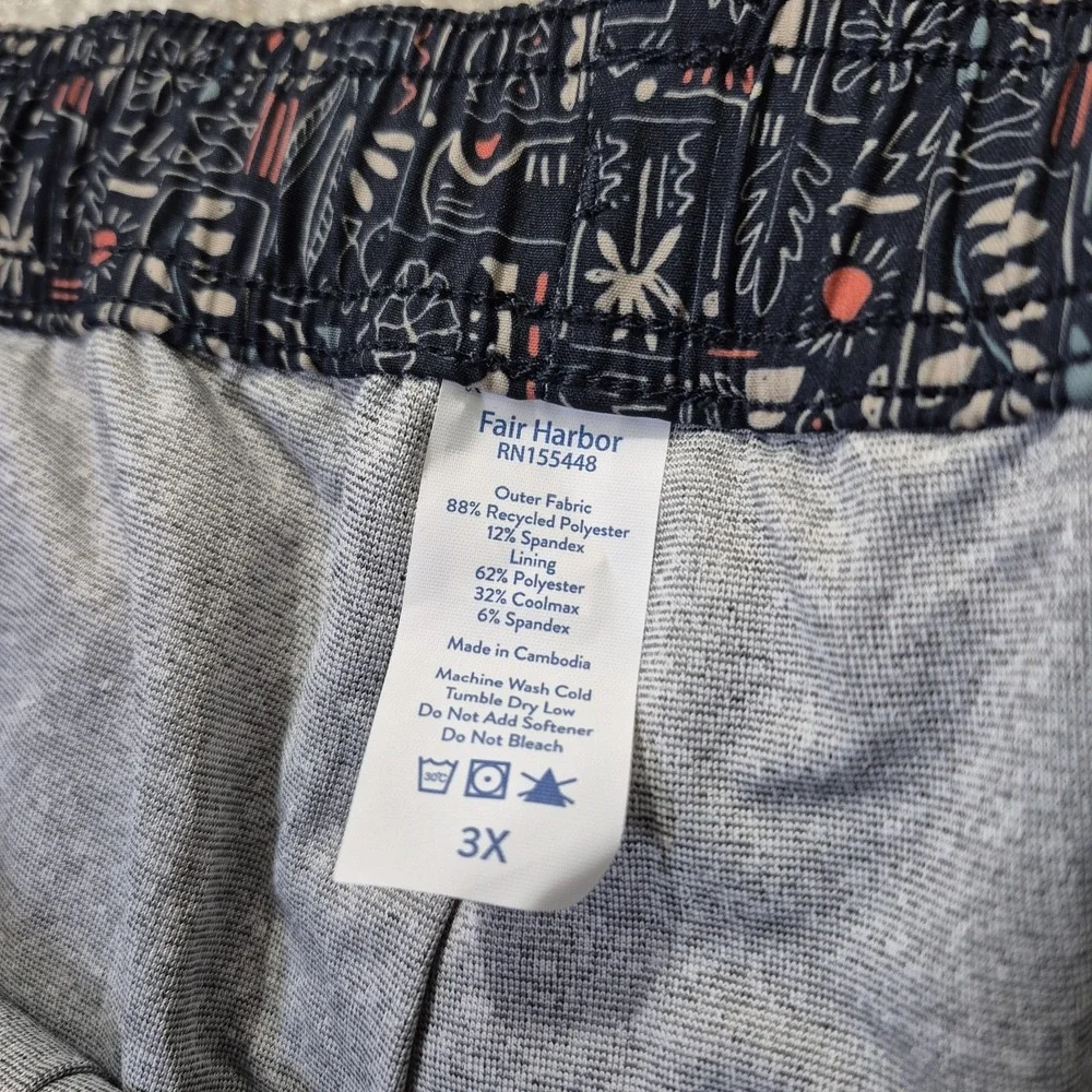 FAIR HARBOR Mens Anchor Swim Trunks Mens 3XL Blue Nautical Lined Surf Swim New